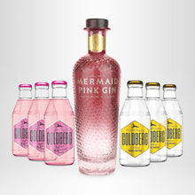 Laden Sie das Bild in den Galerie-Viewer, MERMAID Pink Gin, 0,7l + 6x GOLDBERG Tonic Water nach Wahl, 0,2l - versandkostenfrei
