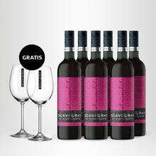 Laden Sie das Bild in den Galerie-Viewer, 6x SCAVI & RAY Rosso Prestigio Al Cioccolato, 0,75l + 2x Weinglas GRATIS
