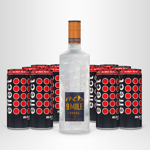 9 MILE Vodka, 0,7l + 12x effect® BLACK AÇAI, 0,25l