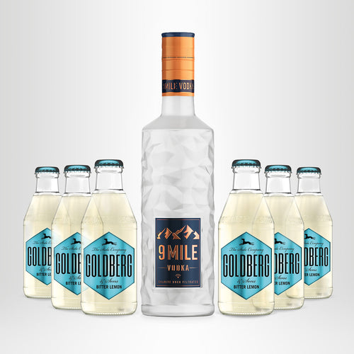 9 MILE Vodka, 0,7l + 6x GOLDBERG nach Wahl, 0,2l