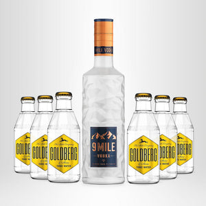 9 MILE Vodka, 0,7l + 6x GOLDBERG nach Wahl, 0,2l