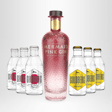 Laden Sie das Bild in den Galerie-Viewer, MERMAID Pink Gin, 0,7l + 6x GOLDBERG Tonic Water nach Wahl, 0,2l - versandkostenfrei