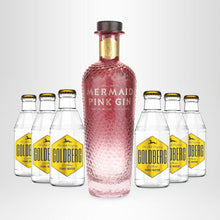 Laden Sie das Bild in den Galerie-Viewer, MERMAID Pink Gin, 0,7l + 6x GOLDBERG Tonic Water nach Wahl, 0,2l - versandkostenfrei