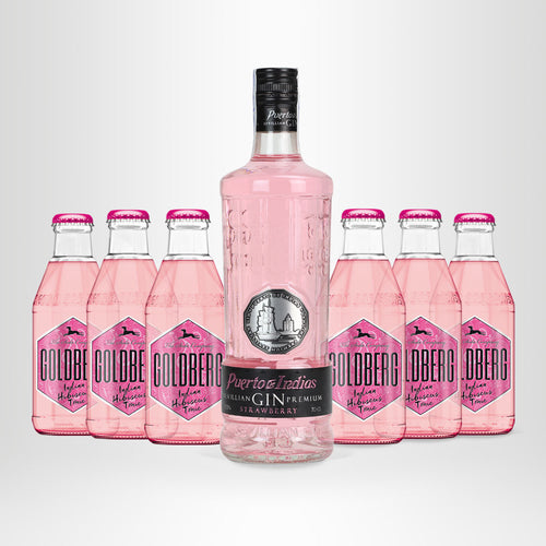Puerto de Indias Strawberry Gin, 0,7l + 6x GOLDBERG Indian Hibiscus Tonic, 0,2l