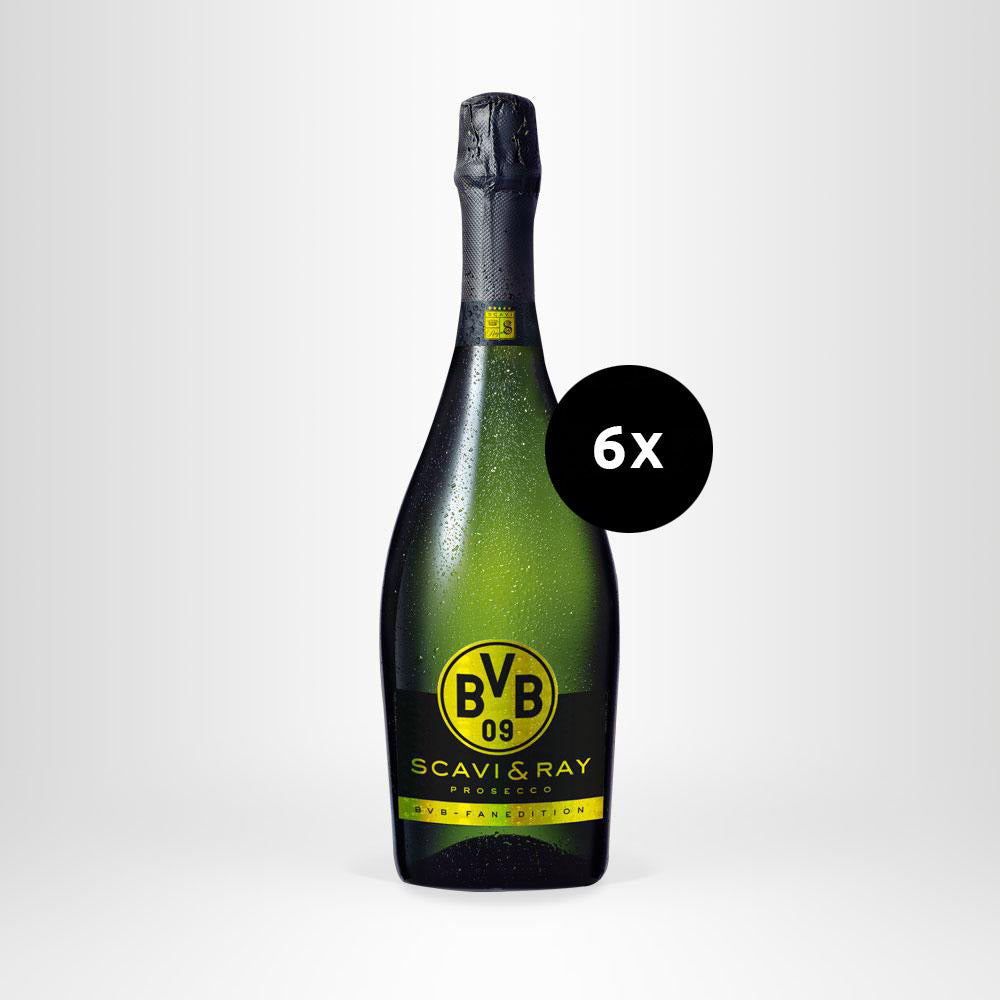 6x SCAVI & RAY BVB-Fan-Edition, Prosecco Spumante 0,75l