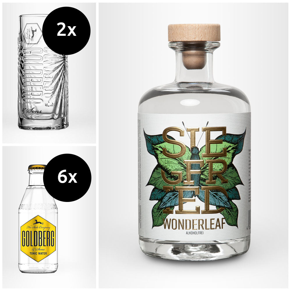 SIEGFRIED Wonderleaf – alkoholfrei + 6x GOLDBERG Tonic Water nach Wahl –