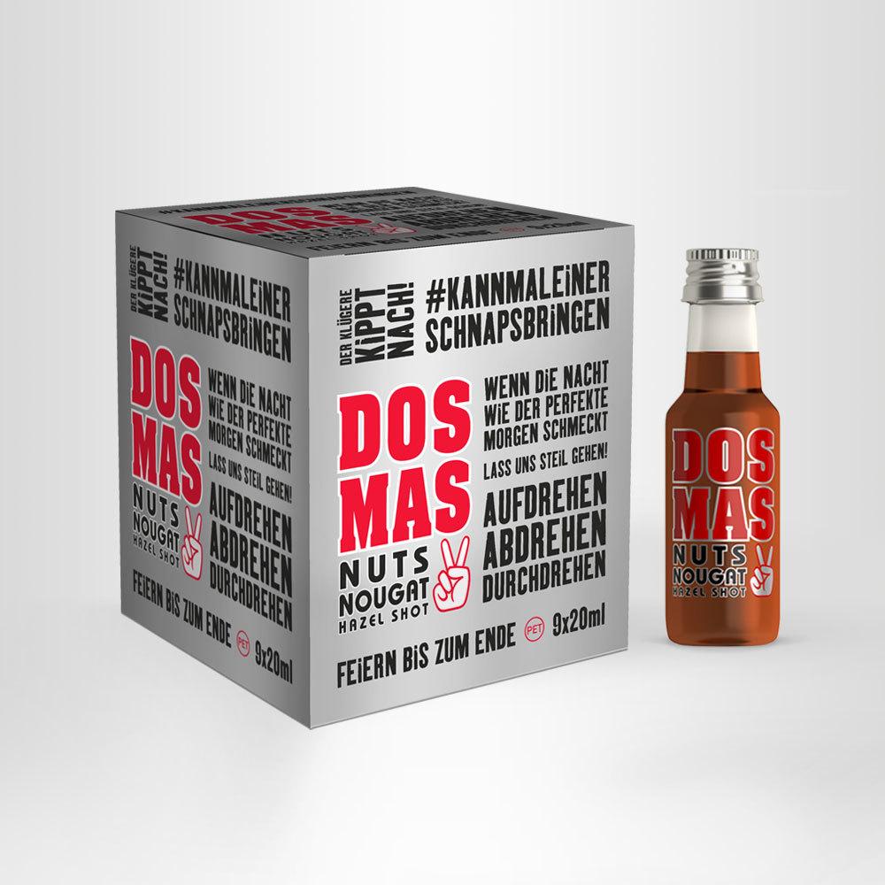 DOS MAS HAZEL SHOT, Partywürfel (PET), 9x20ml