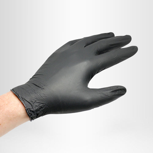 100x Nitril-Einweghandschuhe XL, ungepudert, schwarz, lebensmittelecht