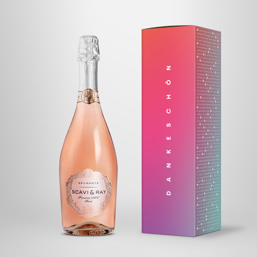 Prosecco in Geschenkbox – SCAVI & RAY nach Wahl – „Dankeschön Pink“