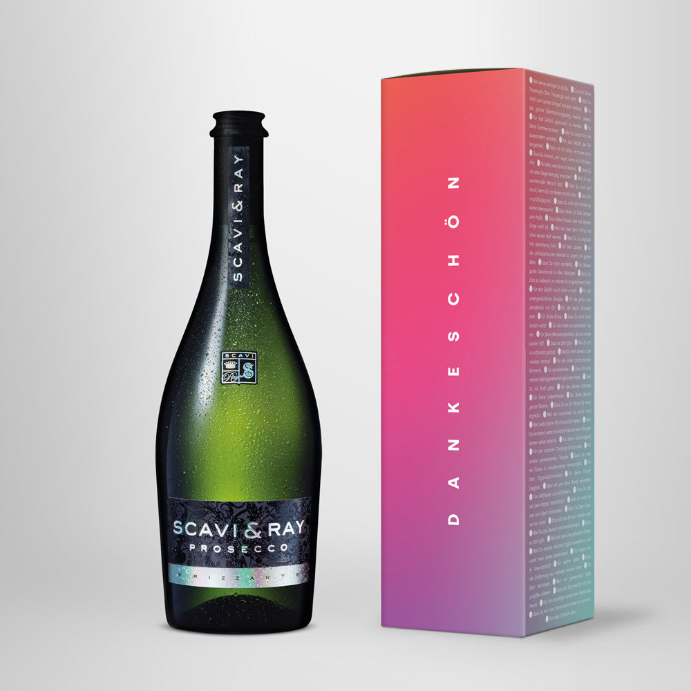 Prosecco in Geschenkbox – SCAVI & RAY nach Wahl – „Dankeschön Pink“