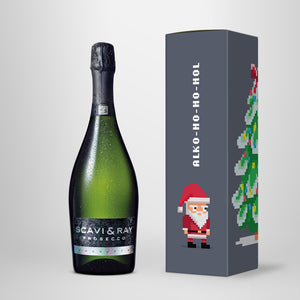 Prosecco in Geschenkbox – SCAVI & RAY nach Wahl – „Santa Pixel“