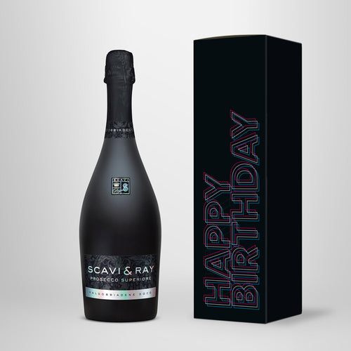 Prosecco in Geschenkbox – SCAVI & RAY nach Wahl – „Happy Birthday 3D“