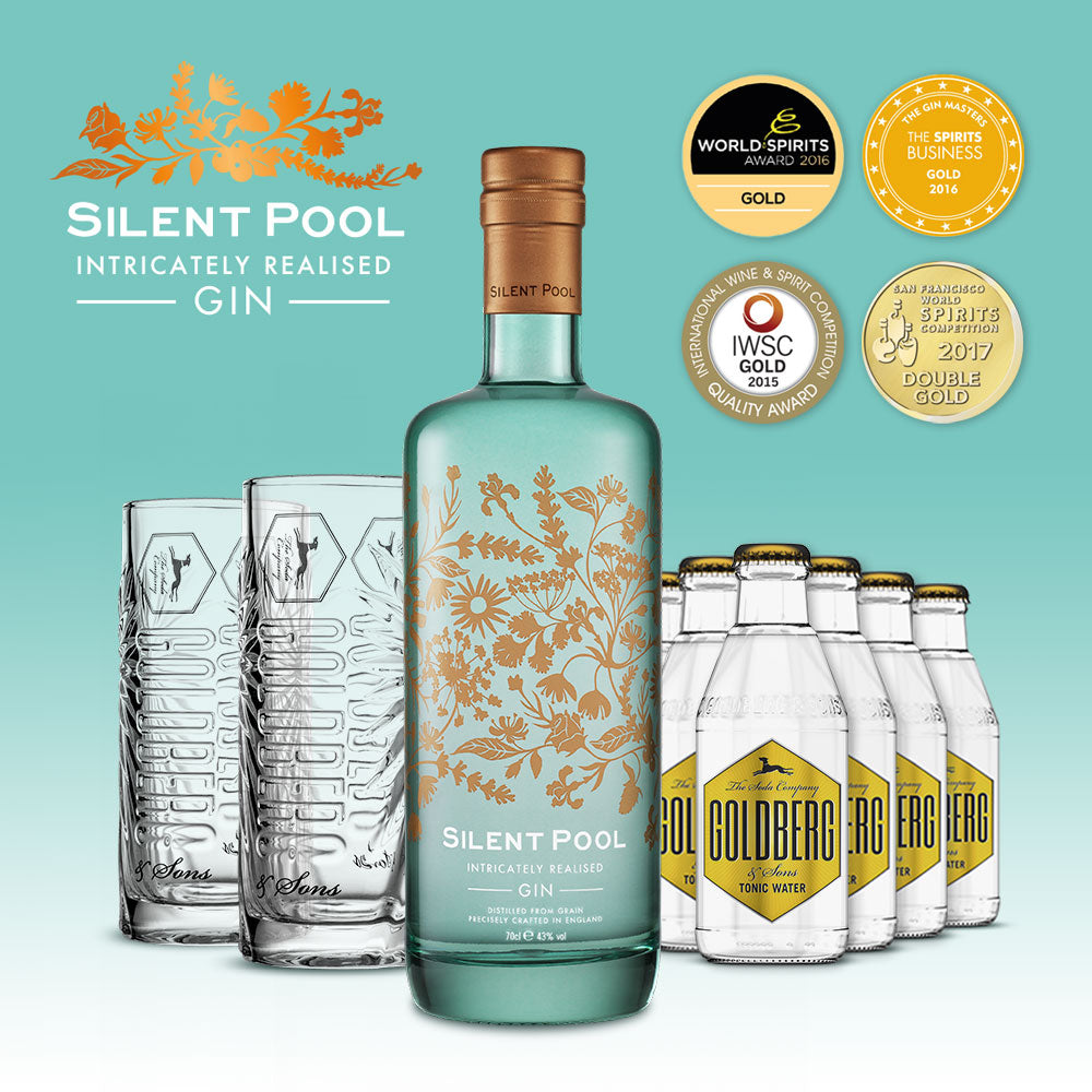 Silent Pool Gin + 2x GOLDBERG Highball-Glas + 6x GOLDBERG Tonic Water GRATIS – versandkostenfrei